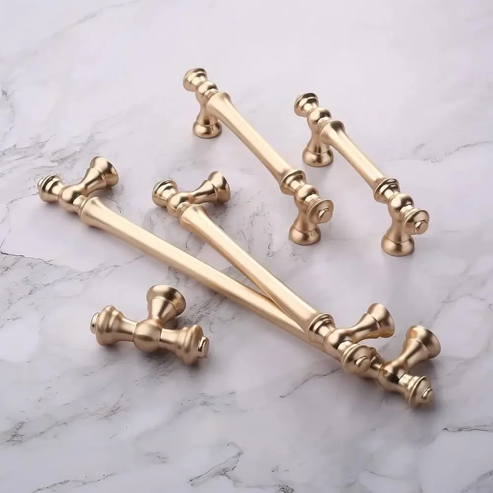 Amerdeco 10 Pack Brushed Brass Cabinet Pulls 5 Inch(128mm) Hole Center Cab-Gold